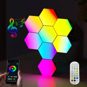 RGB Hexagonal Modular Wall Light Panels with APP and Remote Control