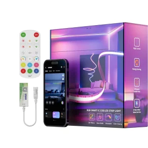 RGB IC COB LED Strip Light with App Remote Control, Chasing, Music Sync, and Ambiance Lighting