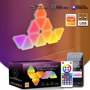 RGB Intelligent Triangle Wall Lamp APP Control Music Rhythm Background LED Light for Game Party Living Room Bedroom Decoration