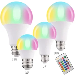RGB LED Bulb 16-Color Changing IR Remote Control E26 E27 7W