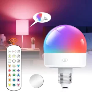 RGB LED Bulbs Smart Rechargeable Color-Changing Battery-Operated Dimmable Remote Control E26 E27