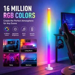RGB LED Floor Lamp with Remote, APP Control, Music Sync, Timer, Smart Mood Standing Lamp
