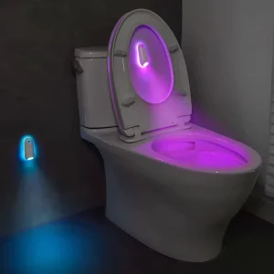 RGB LED Night Light Waterproof Motion Sensor Toilet Light USB Rechargeable Step Lamp for Bathroom Bedroom Hallway and Stairs