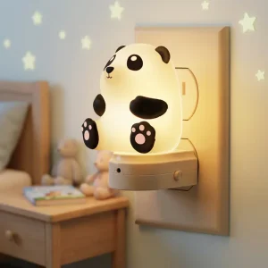 RGB LED Panda Night Light with 10-Color Change, 2-Level Dimming, and Dusk-to-Dawn Sensor