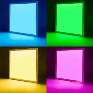 RGB LED Panel Light 2×2 FT 50W 4000LM Dimmable Color Changing Ceiling Light for USA Canada Market Home Office