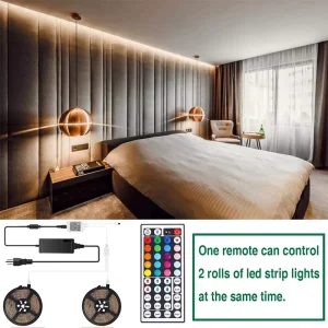 RGB LED Strip Light Controller with 44-Key Remote DC12V/24V Brightness Control