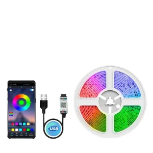 RGB LED Strip Light Kit IP65 24-Key IR Remote Control Copper TV Backlight Landscape Lighting