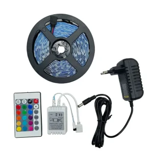 RGB LED Strip Lights 5m USB Remote-Controlled Cuttable WS2812B Flexible Tape for Home Bedroom Party Decor and TV