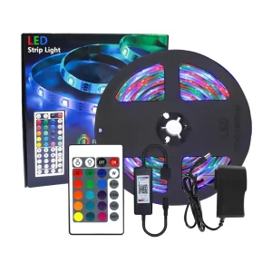 RGB LED Strip Lights with Smart Wireless WiFi and 24-Key Remote Control for Indoor Decoration