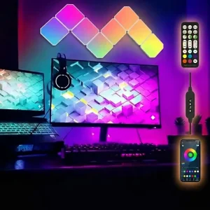 RGB Mini Square LED Wall Light Panels with App, Remote Control, Music Sync, and DIY Design