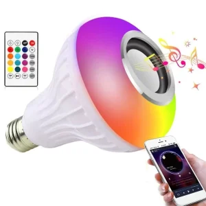 RGB Music Speaker Bulb, 12W E27, Color-Changing Wireless LED Bulb