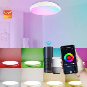 RGB Music Sync LED Ceiling Light 24W Dimmable Tuya Smart WiFi APP Control Works with Alexa AC85 265V Modern Home Lighting