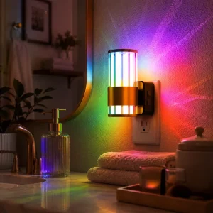 RGB Night Light Multi-Color Change Dusk-to-Dawn Sensor 3 Brightness Levels for Bathroom and Bedroom