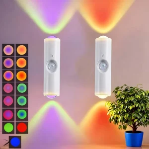 RGB Rechargeable Portable Magnetic Motion Sensor LED Wall-Mounted Night Light for Bedroom and Living Room