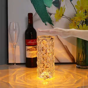 RGB Rechargeable Rose Crystal Table Lamp, Remote Control