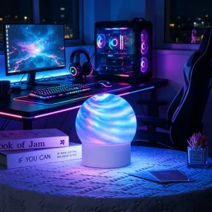 RGB Rotating Star Projector Night Light LED Lamp with Color Changing Lights USB Powered Dimmable Small Size Bedroom Decor