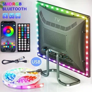 RGB SMD5050 30LED DC5V Smart LED Strip Light Remote Controller SET TV Backlight with Display Screen Music Sync App Control Blake