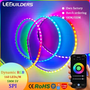RGB SPI Led Light Strip Individually Addressable 5V 5MM Ultra narrow Computer Desk Storefront Signage Decoration Led Lighting