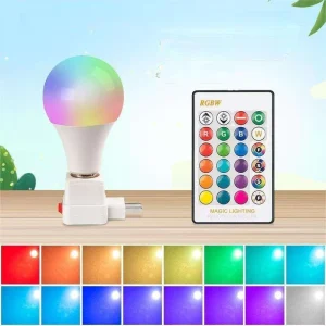 RGB Smart LED Bulb 3W 5W 7W 9W 12W 50mm 60mm 70mm 80mm 16-Color Remote Control E27/B22