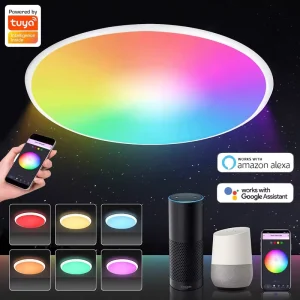 RGB Smart LED Ceiling Light, Round, App Control, Plastic Base