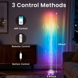 RGB Smart LED Crystal Floor Lamp Modern Warehouse Corner Lamp App Remote Control Color Changing Music CRI75 1.42M Dimmable 50000