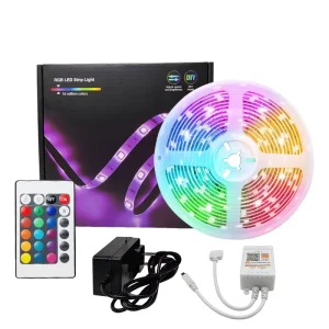 RGB Smart LED TV Backlight Strip Light, 60 LEDs/m, 12V, WiFi App and IR Remote Control, IP65, Music Sync, 8mm