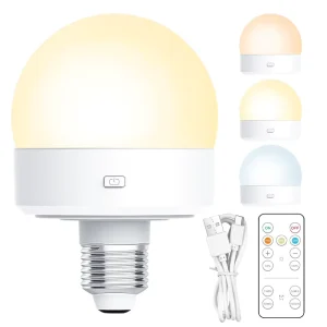 RGB Smart Rechargeable E27/E26 LED Bulb 5V Dimmable with Remote Control