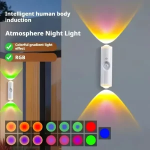 RGB Smart Sensor Wall Light USB Rechargeable Motion Sensor Night Light 500MAH No Drill Magnetic Entryway Wireless Ambient Light