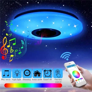 RGB Smart Suspension LED Chandelier Ceiling Lamp with Music Speaker Dimmable Color-Changing Light CRI 90