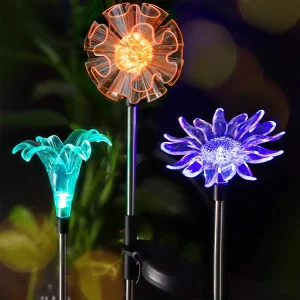 RGB Solar Flowers Lights Solar Garden Lights Outdoor Waterproof Led Colorful Patio Pathway Landscape Garden Light