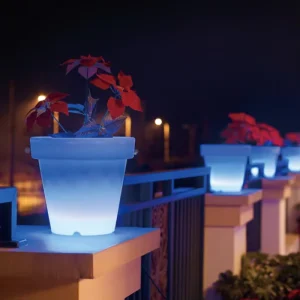 RGB Solar Powered Garden Decoration Lamp with LED Light Source Elegant Flower Pot Design for Outdoor Use