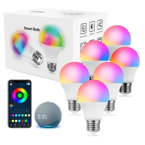 RGB WiFi Smart LED A19 E26 Bulb High CRI Dimmable Remote Control Aluminum PC AC 2700K-6000K