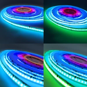 RGBIC 10mm 12V 24V 630led m IP20 5m roll Copper Profile Colorful Digital COB LED Strip Lights with Wi Fi & App Control