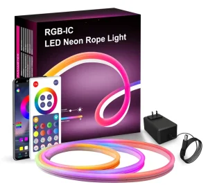 RGBIC 5M Digital Flex Smart LED Neon Rope Light Strip Light Tape Kit 12V 24V Silicone Waterproof App Control Light Strings
