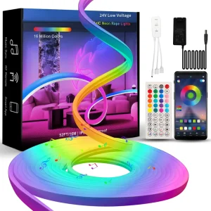 RGBIC Addressable LED Neon Flex Rope Strip 8m/16m IP Waterproof with Remote Control 12V USB