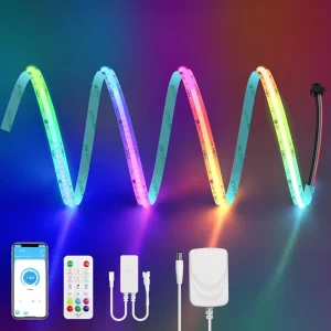RGBIC COB LED Strip Light with Music Sync, App Control, Addressable Color Chasing Effect