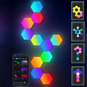 RGBIC Hexagon Modular LED Wall Light with Music Sync, Remote Control, USB Powered, Dimmable