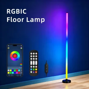RGBIC LED Corner Floor Lamp with App and Remote Control, Music Sync, Color Changing