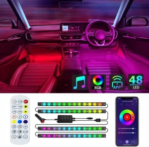 RGBIC Smart Car LED Strip Lights 16 Million Colors App Controlled DC 12V 2-Line Design for SUV