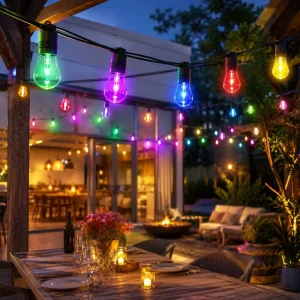RGBIC Smart Outdoor Patio S14 Bistro String Lights Shatterproof Waterproof Connectable for Parties