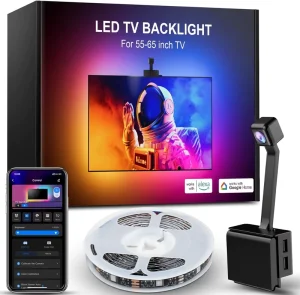 RGBIC TV Backlight 3.8m Music Sync Color Changing WiFi Smart Ambient Light for 55-65 Inch Gaming TV Monitor Decor
