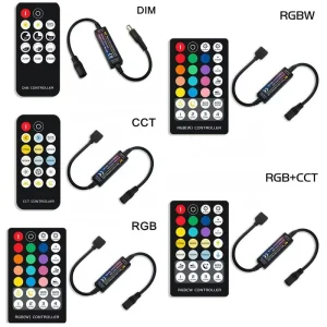 RGBW 4-Channel Wireless RF Mini LED Controller, DC5-24V, LED Light Strip Dimmer