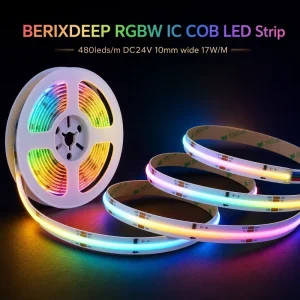 RGBW IC 480 LEDs/m 24V 10mm COB LED Strip Smart Dynamic Multicolor WS2811 Addressable for Home Commercial Decoration
