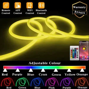 RGBW RGB 360 Glow Flexible LED Neon Strip Light Smart APP & WiFi Control 5m 10m IP67 Waterproof for Hotel Mall Outdoor Projects