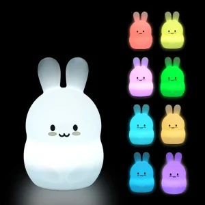 Rabbit-Shaped Silicone Night Light Remote Control USB Rechargeable LED Warm White Dimmable