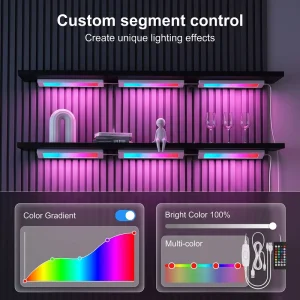 Rainbow RGBW Side-Emitting Cabinet Light with Music Rhythm Feature, 3-Piece Set for Indoor Decoration