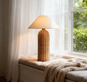 Rattan Table Lamp Rattan Base Warm Reading Light