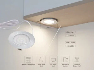 Recessed Aluminum LED Cabinet Light 60 mm Cutout Dimmable for Under Cabinet and Shelf Lighting 5046-0