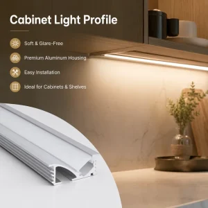 Recessed LED Aluminum Profile Under Cabinet Light for Kitchen, Wardrobe, and Closet Installation