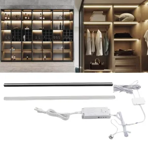Recessed LED Cabinet Light for Wardrobe and Bookshelf, Dimmable White/Black